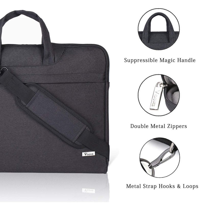 Voova Laptop Bag 15.6 Inch, Waterproof Computer Sleeve Carrying Case with Shoulder Straps & Handle Compatible with Macbook Air 15 M2/M3/M4, MacBook Pro 15/16, 15-16 Inch Hp Dell Lenovo Asus, Black - Image 5